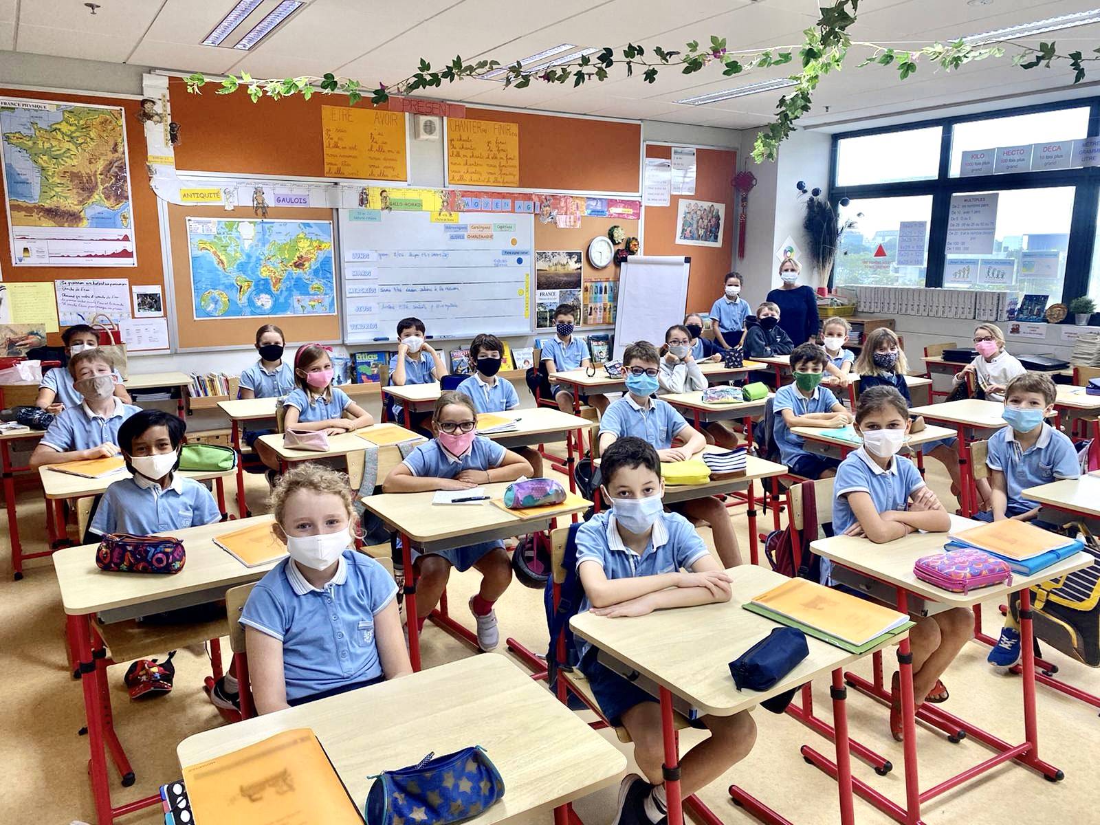 International French School Elementary Class Social Distancing