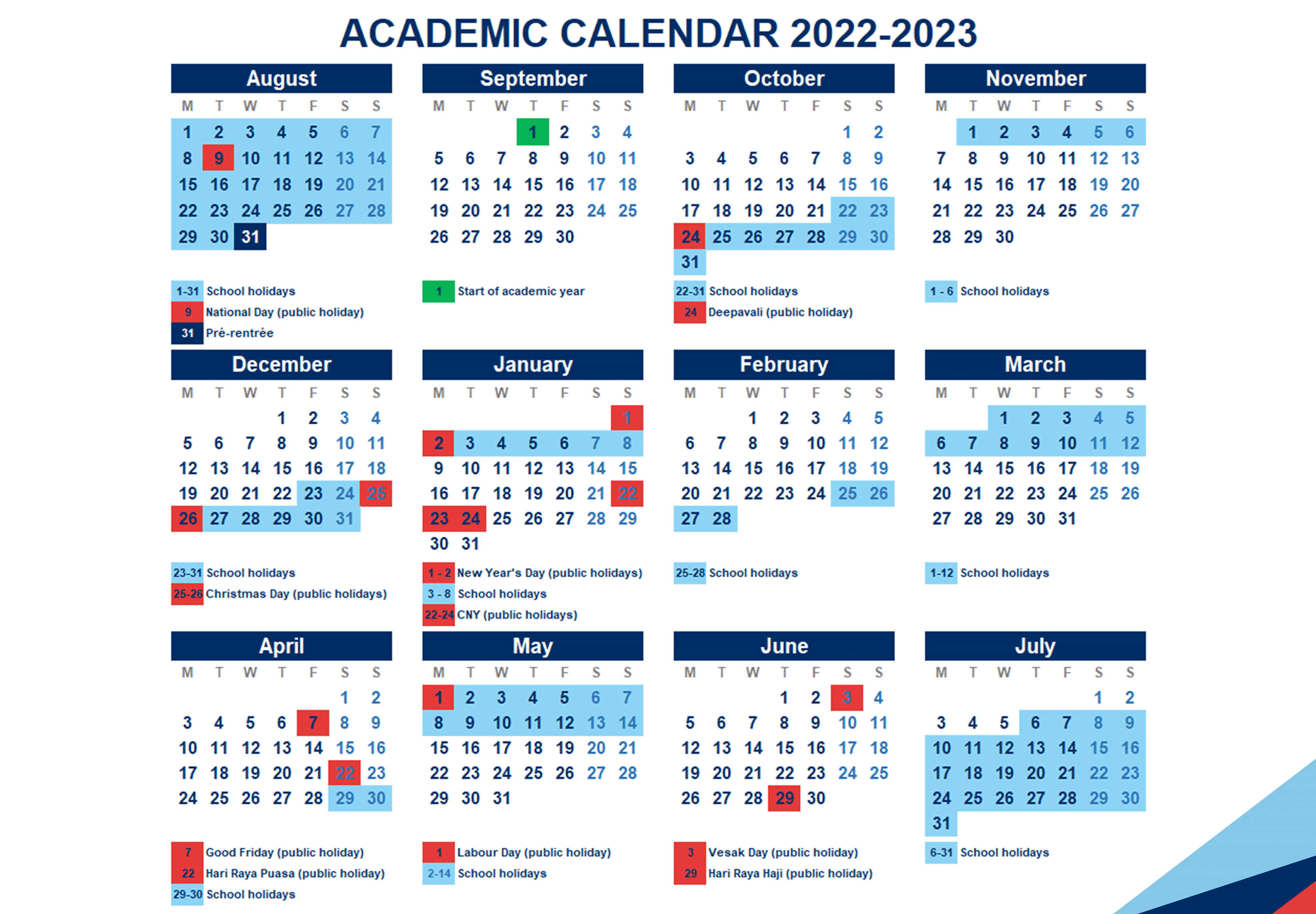 Academic Calendar International French School (Singapore)