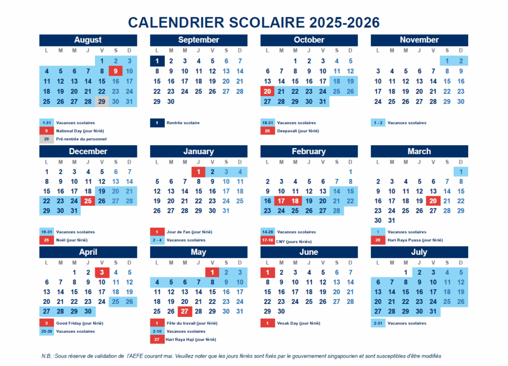 Calendrier Scolaire 2025 2026